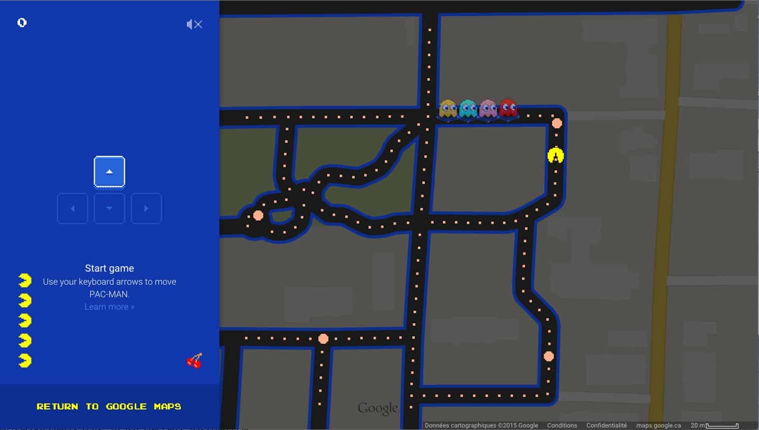Transformer son quartier en jeu de Pac Man dans Google