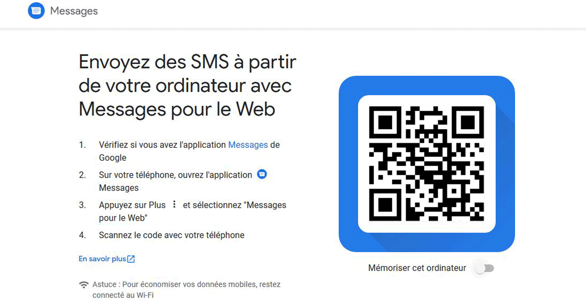 Envoyer des SMS textos de son ordinateur avec interface web Messages android